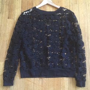 Lace crew neck long sleeve shirt
